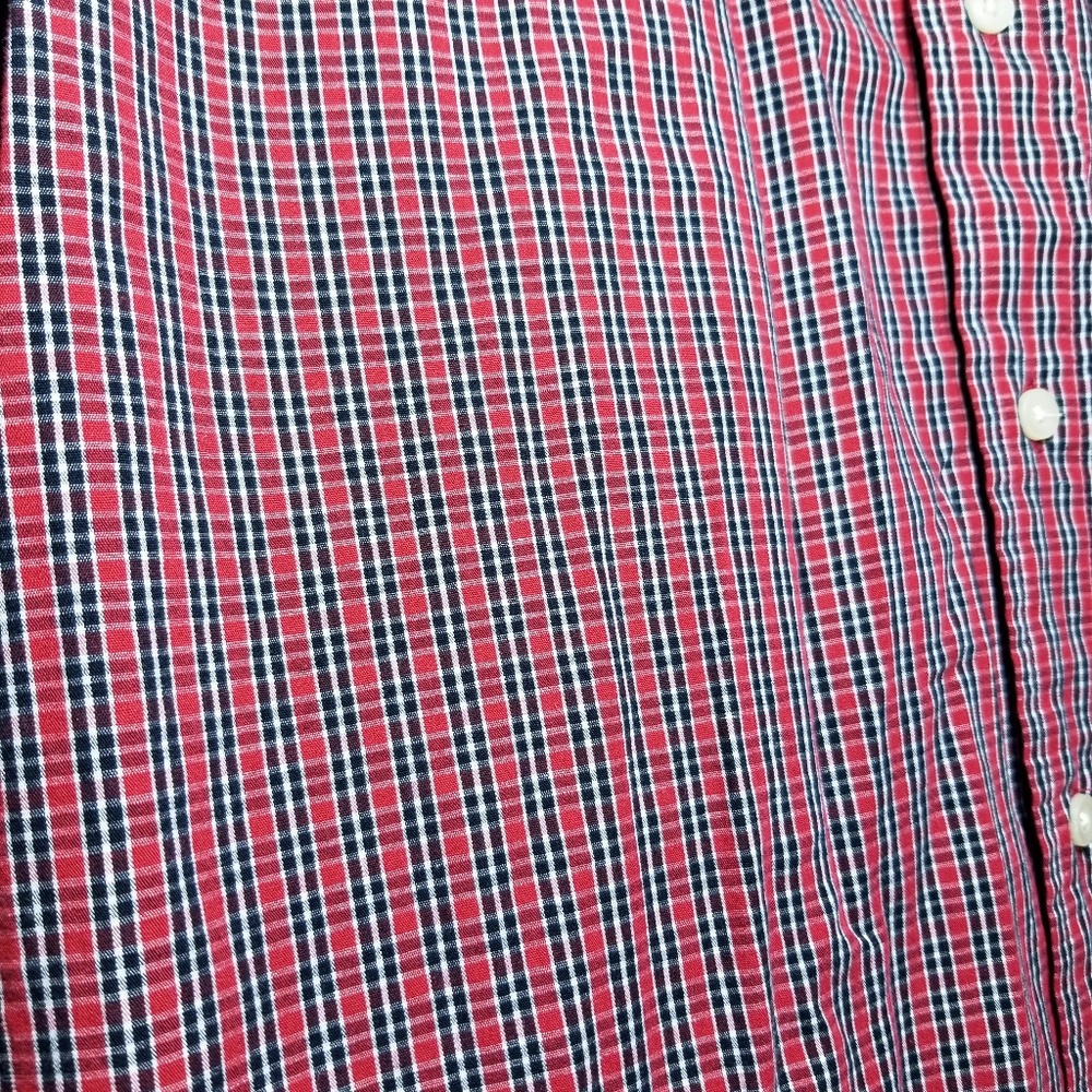 US POLO  Button Down Shirt Men’s Size L Short Sleeve Red Plaid Gift For Him - Picture 7 of 7